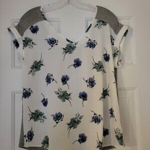 Fortune+Ivy Cheylee Tie Back Mixed Material Top